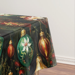 Vintage Christmas fantasy Floral Ornaments Pattern Tablecloth