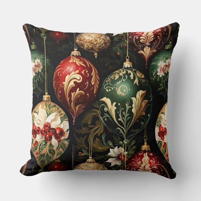 Vintage Christmas fantasy Floral Pattern Cushion (Front)