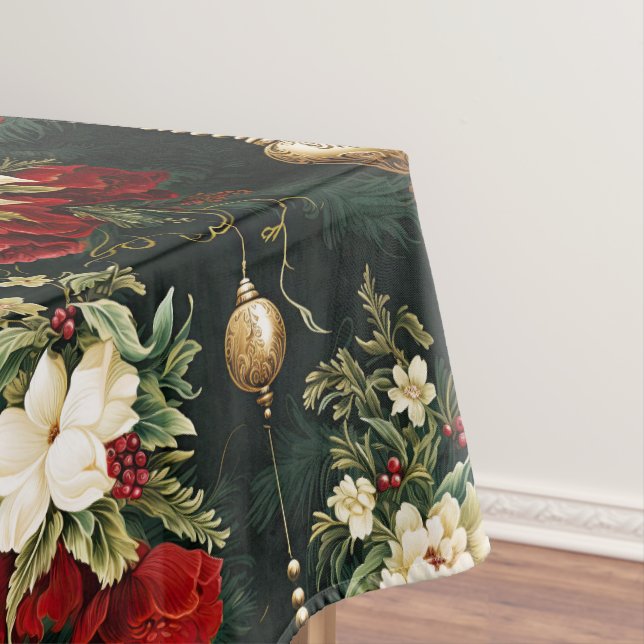 Vintage Christmas fantasy Floral Pattern Tablecloth (In Situ)