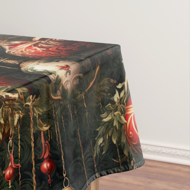 Vintage Christmas fantasy Floral Pattern Tablecloth (In Situ)