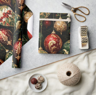 Vintage Christmas fantasy Floral Pattern Wrapping Paper