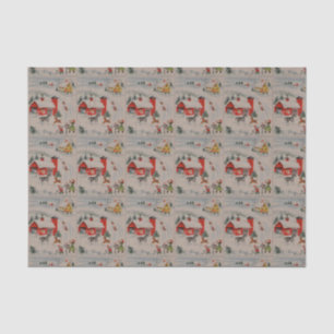 Vintage Christmas farm tiled party tissue Tissue Paper