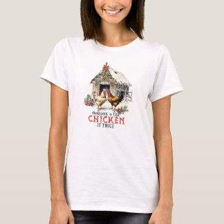 Vintage Christmas farm two roosters cosy winter T-Shirt