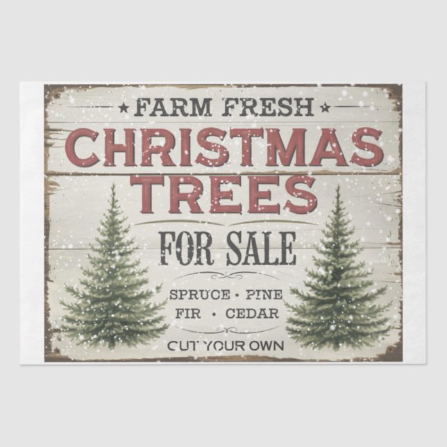 Vintage Christmas Farmhouse Holiday Sign Tissue Paper (Front)