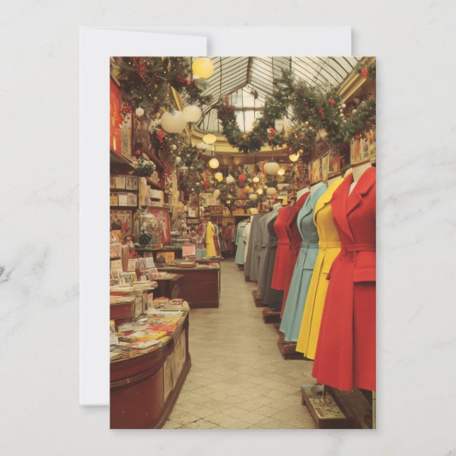 Vintage Christmas Fashion Arcade Holiday Card (Front)