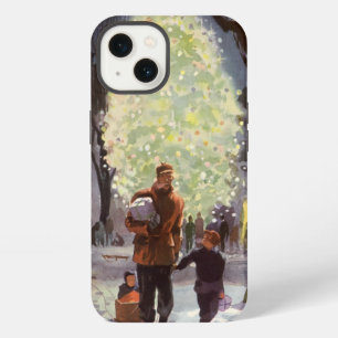 Vintage Christmas, Father Shopping with the Kids iPhone 13 Case