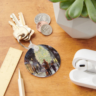 Vintage Christmas, Father Shopping with the Kids Key Ring
