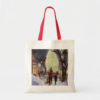 Vintage Christmas, Father Shopping with the Kids Tote Bag