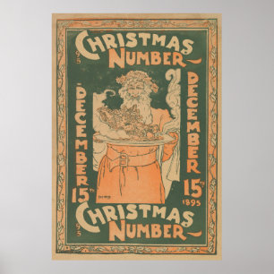 Vintage Christmas Feast Illustration (1895) Poster