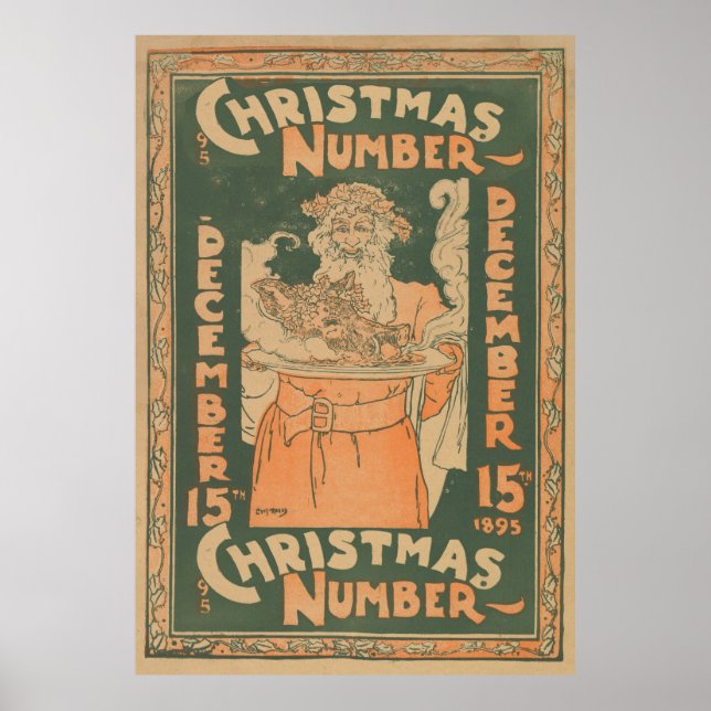 Vintage Christmas Feast Illustration (1895) Poster (Front)
