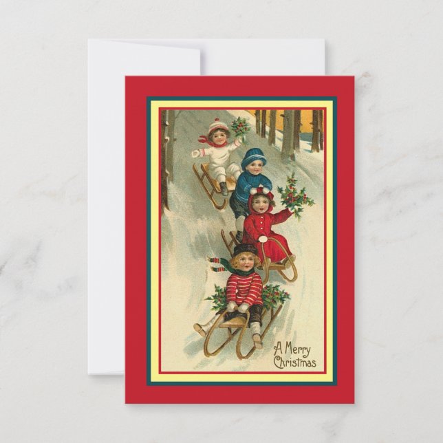 Vintage Christmas Flat Note Card (Front)