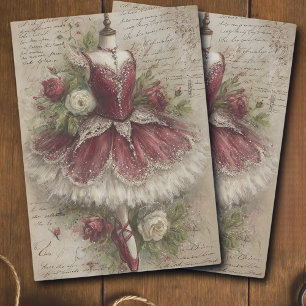 Vintage Christmas Floral Ballerina Decoupage Tissue Paper