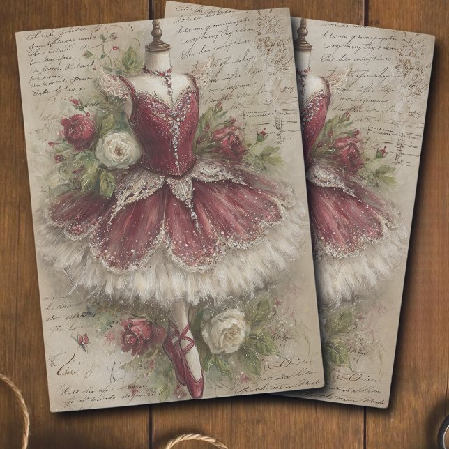 Vintage Christmas Floral Ballerina Decoupage Tissue Paper (Creator Uploaded)