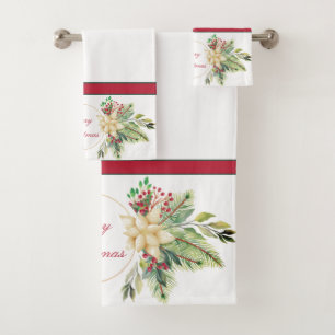 Vintage Christmas floral   Bath Towel Set