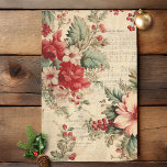 Vintage Christmas Floral Ephemera Decoupage Tissue Paper<br><div class="desc">Elegant vintage style Christmas floral design featuring pink,  red and white flowers and poinsettias and holly with shabby distressed script and musical notation on aged sepia parchment background. Suitable for decoupage projects.</div>