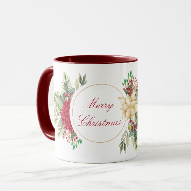 Vintage Christmas floral   Mug (Front Left)