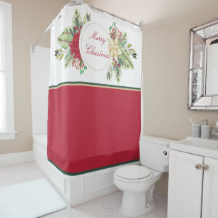 Vintage Christmas floral   Shower Curtain