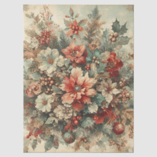 Vintage Christmas Florals Decoupage Tissue Paper