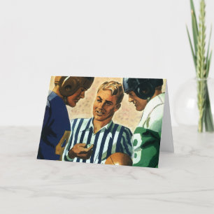 Vintage Christmas, Football Referee Coin Toss Holiday Card