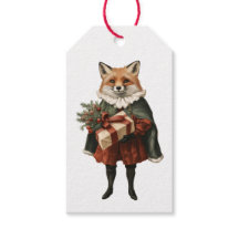 VINTAGE CHRISTMAS FOX GIFT TAG