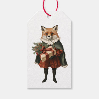 VINTAGE CHRISTMAS FOX GIFT TAG