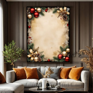 Vintage Christmas Frame Canvas Print
