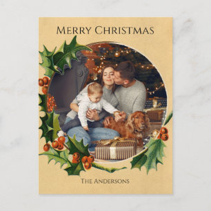 Vintage Christmas frame family photo card