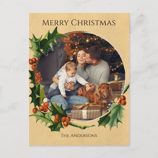 Vintage Christmas frame family photo card (Front)