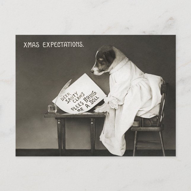 Vintage Christmas Funny Dog Postcard (Front)