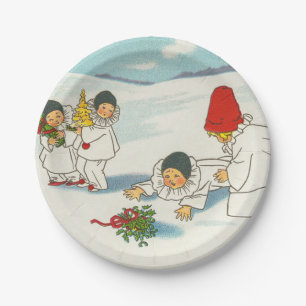 Vintage Christmas funny Holiday     Paper Plate