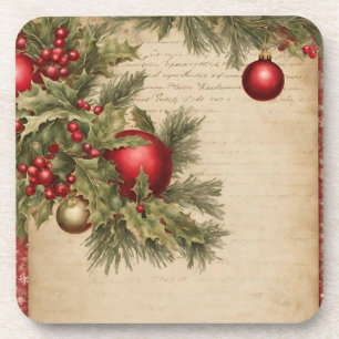 Vintage Christmas Fussy Cut  Coaster