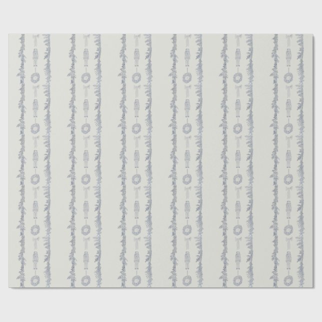 Vintage Christmas Garland Nutcracker Stripe Wrapping Paper (Flat)