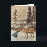 Vintage Christmas, Gerda and the Reindeer by Dulac Holiday Card<br><div class="desc">Easy to customise Christmas card. Just add your names! Or change the holiday message to make this card even more personal. Vintage illustration fairy tales and nursery rhymes image Gerda and the Reindeer by Edmund Dulac. 1911. Gerda and the Reindeer comes from the story "The Snow Queen" in the Book...</div>