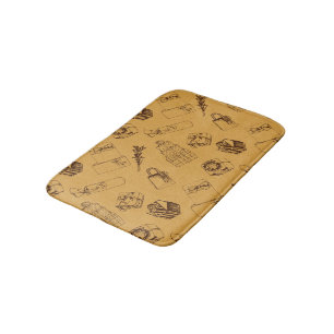 vintage christmas gift box pattern bath mat