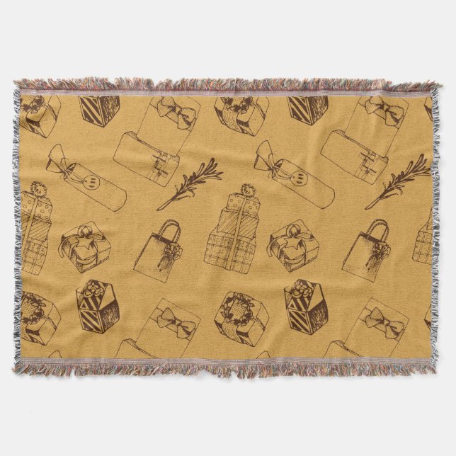 vintage christmas  gift box pattern throw blanket (Front)