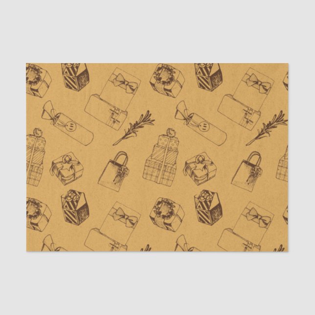 vintage christmas  gift box pattern tissue paper (Front)