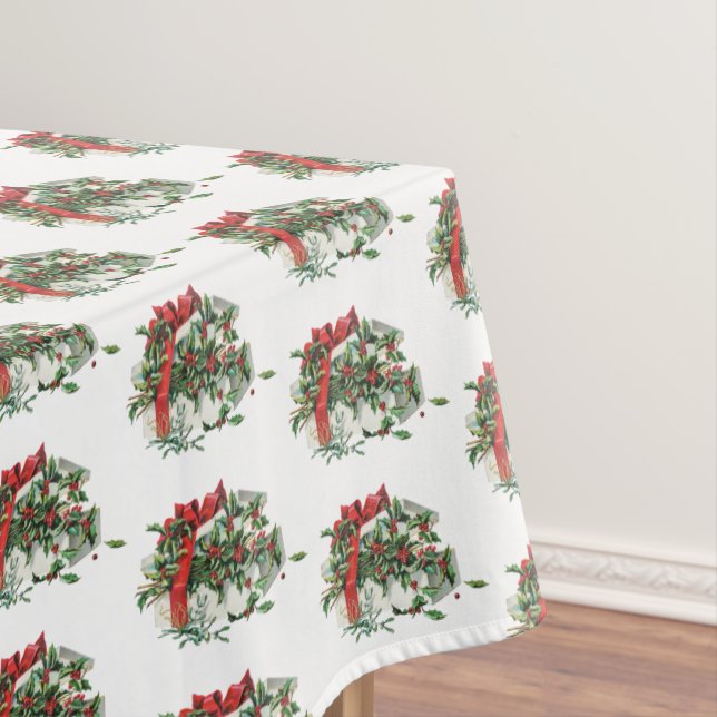 Vintage Christmas Gift Holiday Tablecloth (In Situ)