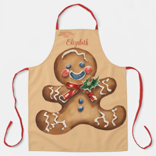 Vintage Christmas Ginger Man Personalized  Apron