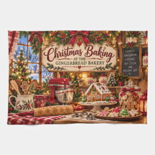 Vintage Christmas Gingerbread Bakery Kitchen Towel