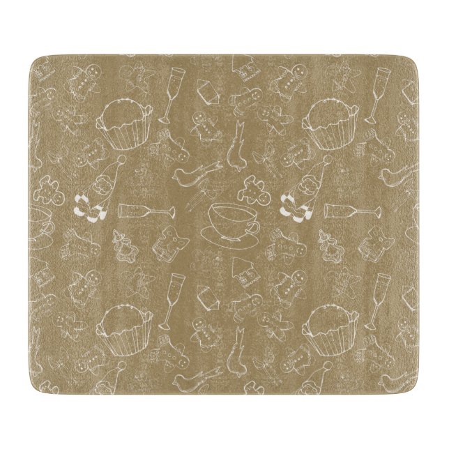 vintage christmas Gingerbread Man and santa Cutting Board (Front)