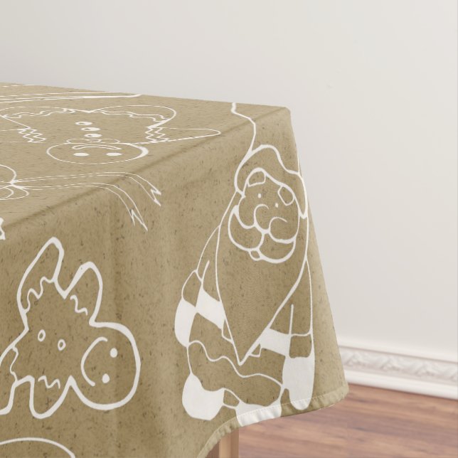 vintage christmas Gingerbread Man and santa Tablecloth (In Situ)