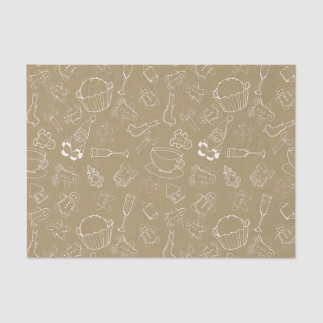 vintage christmas Gingerbread Man and santa Tissue Paper (Front)