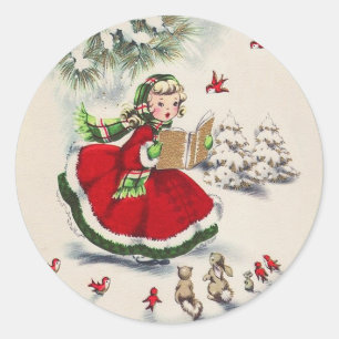 Vintage Christmas Girl Christmas Stickers