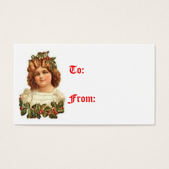 Vintage Christmas Girl Gift Tags (Front)