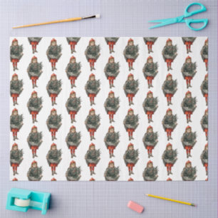Vintage Christmas Girl & Holly Berries Tissue Paper