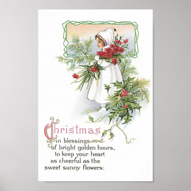 Vintage Christmas Girl Poster (Front)