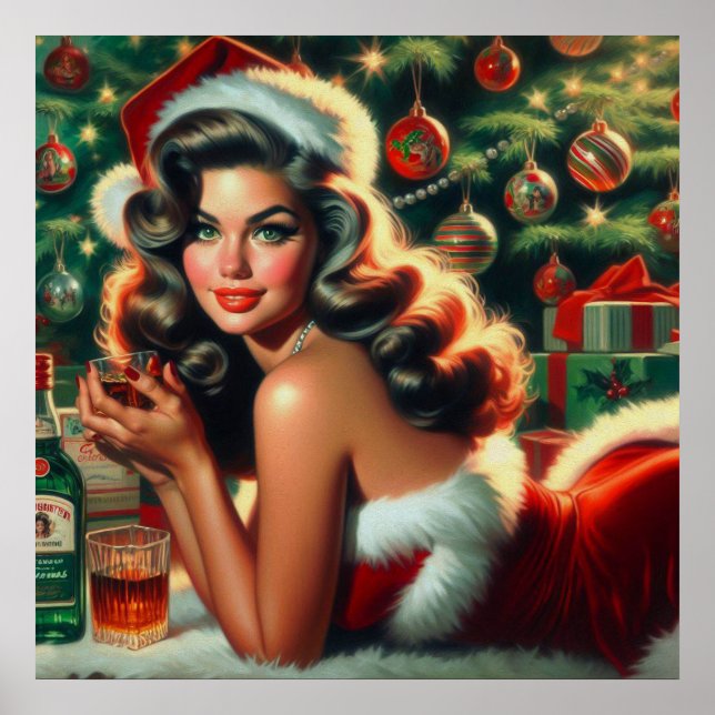 Vintage Christmas Girl Poster (Front)