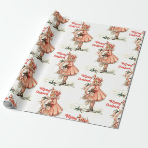 Vintage Christmas girl  Wrapping Paper