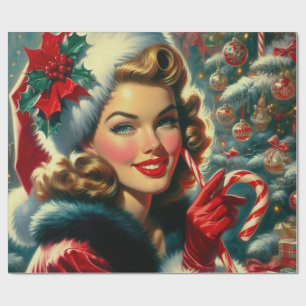 Vintage Christmas Girl Wrapping Paper