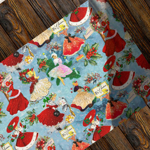 Vintage Christmas Girls Wrapping Paper
